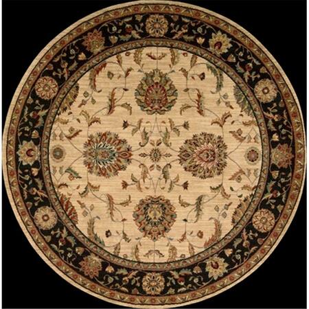 NOURISON Living Treasures Area Rug Collection Ivory And Black 5 Ft 10 In. X 5 Ft 10 In. Round 99446673886